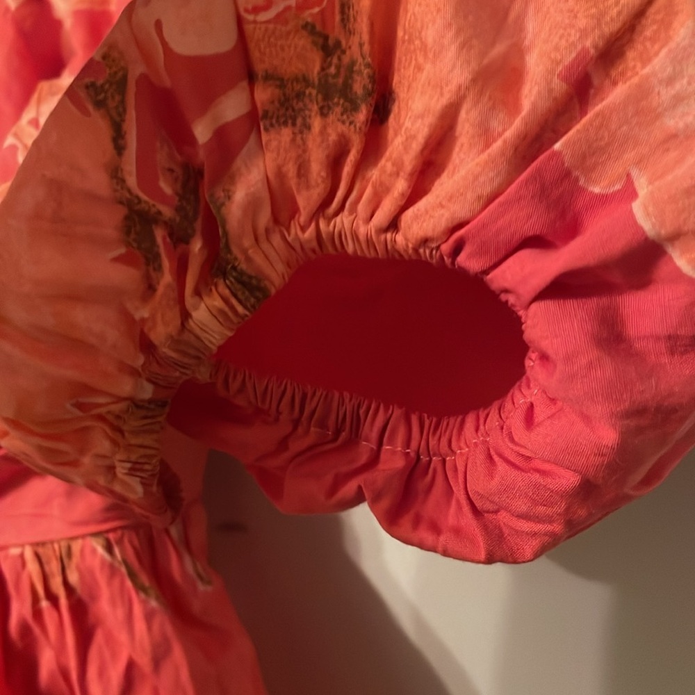 Free People NWT Medium‎ 100% Cotton Coral Floral Dress - Picture 7 of 11